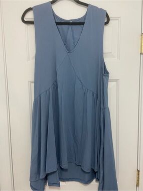 Viral TikTok Shop Women's XL Sleeveless V-Neck Flowy Tunic Top - Dusty Blue